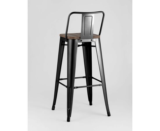 Стул барный TOLIX WOOD со спинкой черный глянцевый, изображение 8 | Интернет магазин мебели и декора LifeDekor