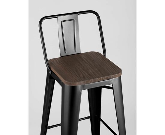 Стул барный TOLIX WOOD со спинкой черный глянцевый, изображение 9 | Интернет магазин мебели и декора LifeDekor