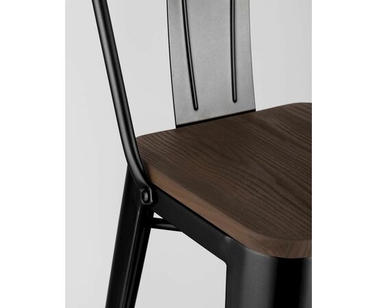 Стул барный TOLIX WOOD со спинкой черный глянцевый, изображение 10 | Интернет магазин мебели и декора LifeDekor