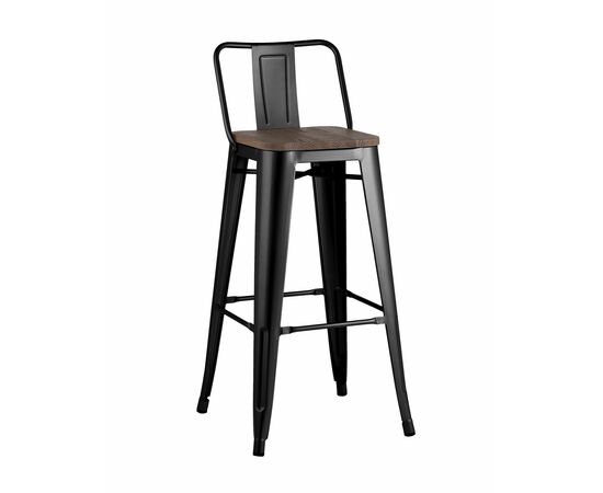 Стул барный TOLIX WOOD со спинкой черный глянцевый | Интернет магазин мебели и декора LifeDekor