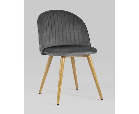 Стул Лион Страйпс велюр серый, изображение 2 | Интернет магазин мебели и декора LifeDekor