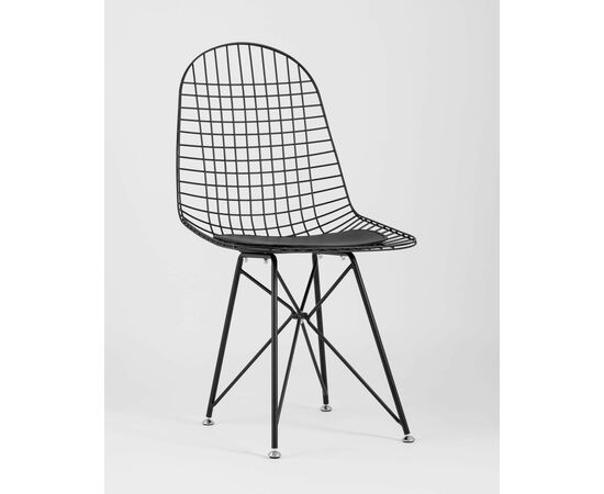 Стул обеденный Eiffel черный с черной подушкой, изображение 2 | Интернет магазин мебели и декора LifeDekor