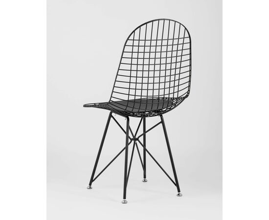 Стул обеденный Eiffel черный с черной подушкой, изображение 10 | Интернет магазин мебели и декора LifeDekor