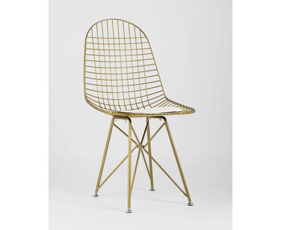 Стул обеденный Eiffel золотой с белой подушкой, изображение 2 | Интернет магазин мебели и декора LifeDekor