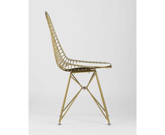 Стул обеденный Eiffel золотой с белой подушкой, изображение 8 | Интернет магазин мебели и декора LifeDekor