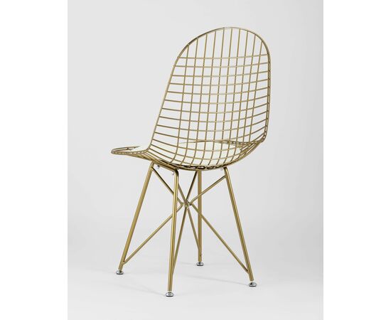 Стул обеденный Eiffel золотой с белой подушкой, изображение 10 | Интернет магазин мебели и декора LifeDekor