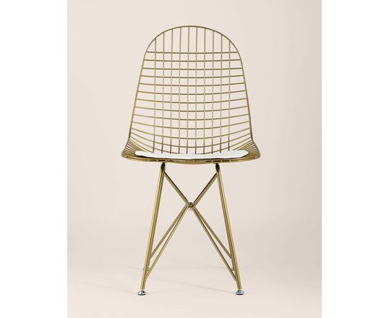 Стул обеденный Eiffel золотой с белой подушкой, изображение 7 | Интернет магазин мебели и декора LifeDekor