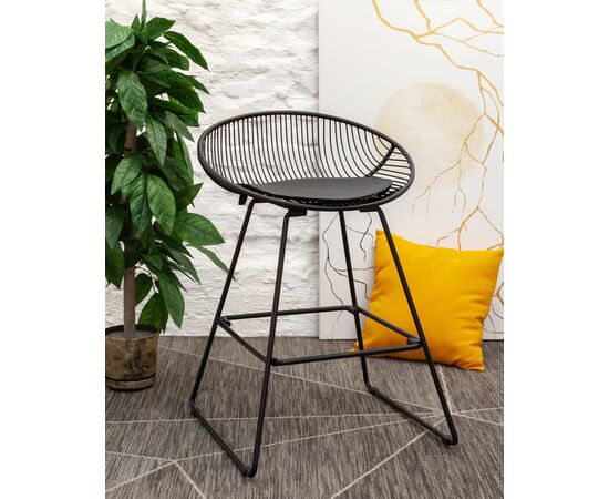 Стул полубарный UFO черный с черной подушкой, изображение 10 | Интернет магазин мебели и декора LifeDekor