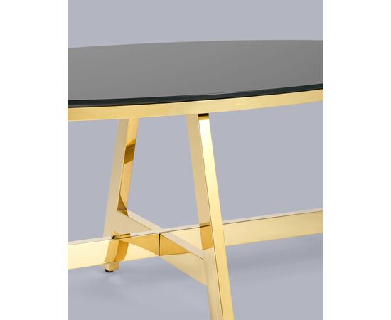 Журнальный стол 100*50 АЛЬБА золото стекло черное, изображение 4 | Интернет магазин мебели и декора LifeDekor