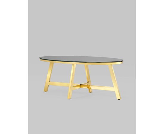 Журнальный стол 100*50 АЛЬБА золото стекло черное, изображение 2 | Интернет магазин мебели и декора LifeDekor