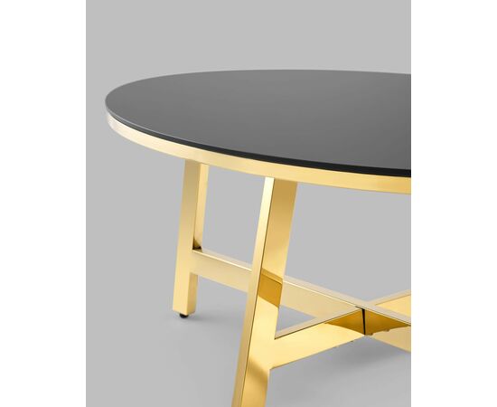 Журнальный стол 100*50 АЛЬБА золото стекло черное, изображение 6 | Интернет магазин мебели и декора LifeDekor