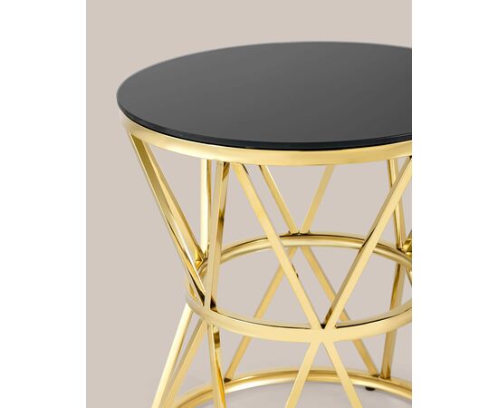 Журнальный стол 50*50 ВИВА золото стекло черное, изображение 6 | Интернет магазин мебели и декора LifeDekor