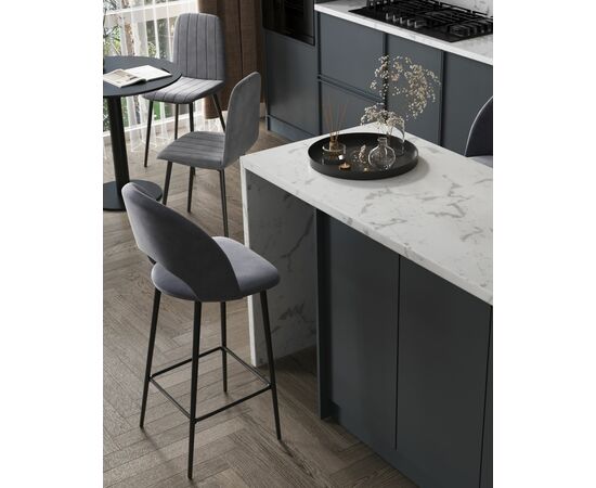 Стул барный Меган велюр серый, изображение 3 | Интернет магазин мебели и декора LifeDekor