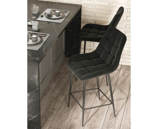 Стул полубарный Флекс велюр черный, изображение 3 | Интернет магазин мебели и декора LifeDekor
