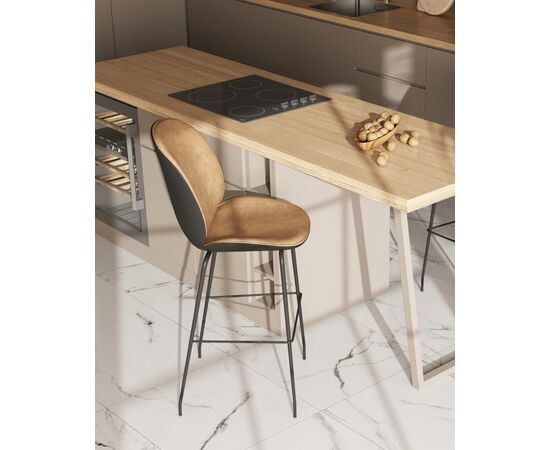 Стул барный Beetle PU со спинкой бежевый, изображение 3 | Интернет магазин мебели и декора LifeDekor