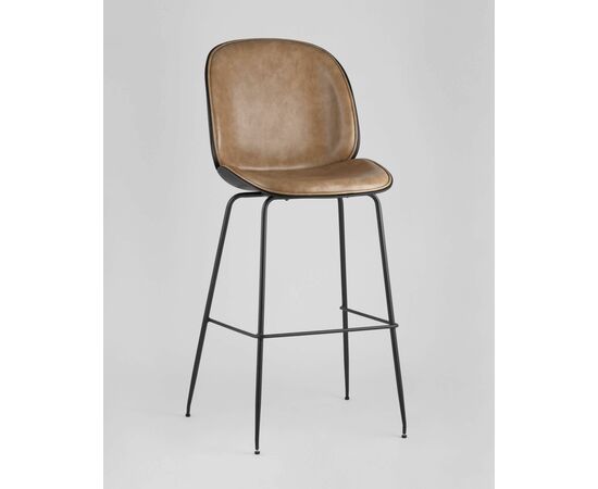 Стул барный Beetle PU со спинкой бежевый, изображение 2 | Интернет магазин мебели и декора LifeDekor