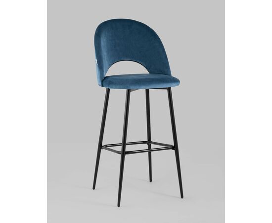 Стул барный Меган велюр пыльно-синий, изображение 2 | Интернет магазин мебели и декора LifeDekor