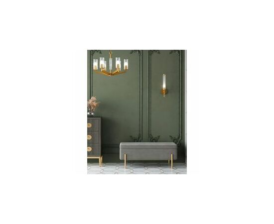 Банкетка Болейн с ящиком велюр серый, изображение 4 | Интернет магазин мебели и декора LifeDekor