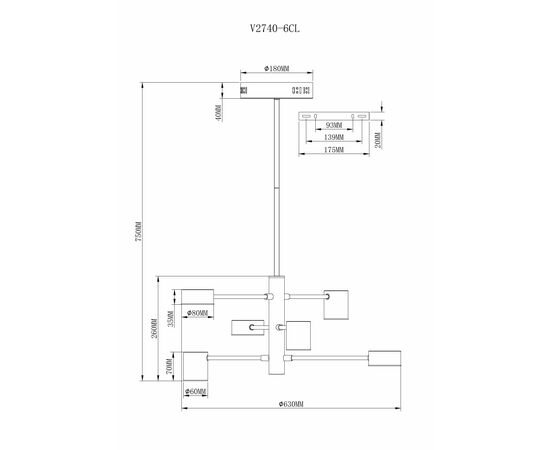 Люстра на штанге Moderli V2740-6CL Lewes 6*LED*5W, изображение 4 | Интернет магазин мебели и декора LifeDekor