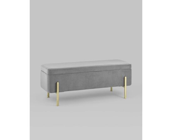Банкетка Болейн с ящиком велюр серый, изображение 2 | Интернет магазин мебели и декора LifeDekor