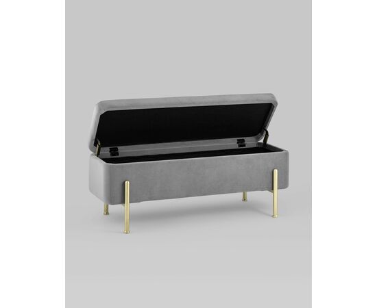 Банкетка Болейн с ящиком велюр серый, изображение 6 | Интернет магазин мебели и декора LifeDekor
