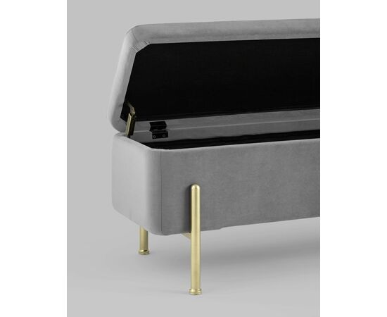 Банкетка Болейн с ящиком велюр серый, изображение 7 | Интернет магазин мебели и декора LifeDekor