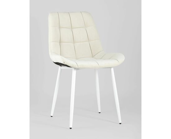 Стул Флекс велюр светло-бежевый белые ножки, изображение 2 | Интернет магазин мебели и декора LifeDekor