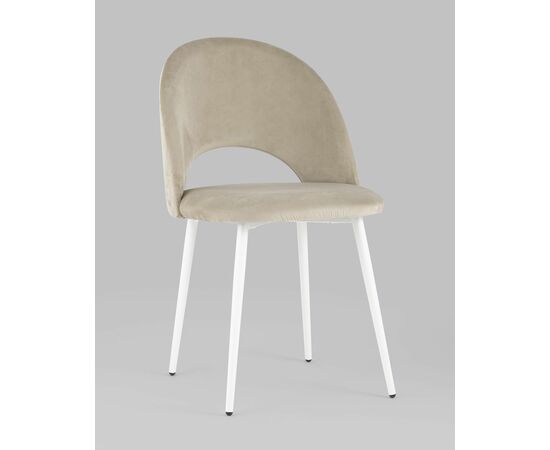 Стул Меган велюр бежевый белые ножки, изображение 2 | Интернет магазин мебели и декора LifeDekor