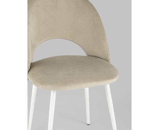 Стул Меган велюр бежевый белые ножки, изображение 10 | Интернет магазин мебели и декора LifeDekor