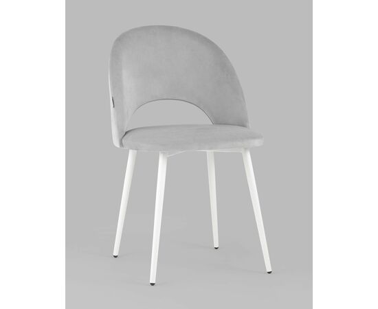 Стул Меган велюр светло-серый белые ножки, изображение 2 | Интернет магазин мебели и декора LifeDekor