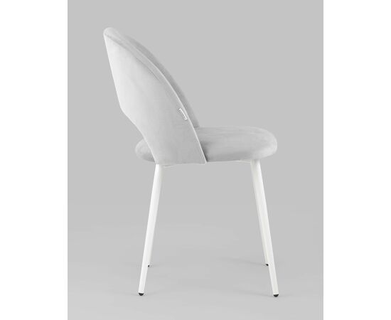 Стул Меган велюр светло-серый белые ножки, изображение 6 | Интернет магазин мебели и декора LifeDekor