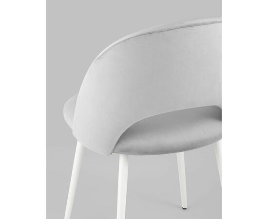 Стул Меган велюр светло-серый белые ножки, изображение 9 | Интернет магазин мебели и декора LifeDekor