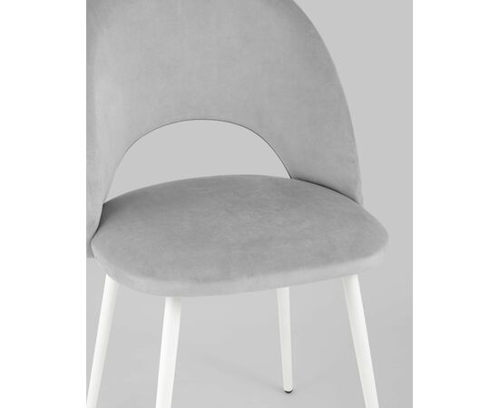 Стул Меган велюр светло-серый белые ножки, изображение 10 | Интернет магазин мебели и декора LifeDekor
