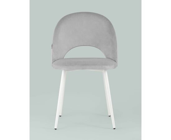 Стул Меган велюр светло-серый белые ножки, изображение 5 | Интернет магазин мебели и декора LifeDekor