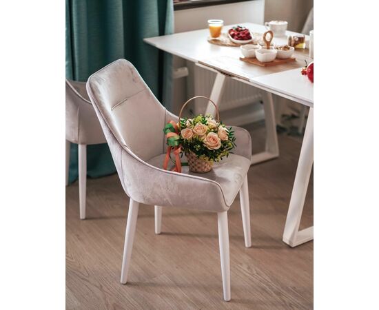 Стул Диана велюр кремовый ножки белые, изображение 5 | Интернет магазин мебели и декора LifeDekor