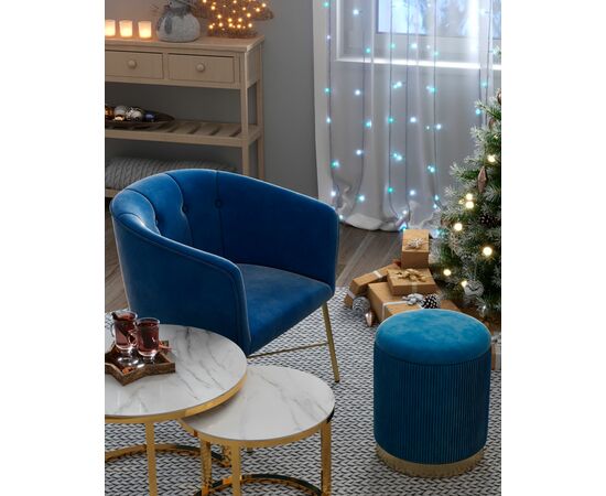 Пуф Шарлотта с ящиком велюр синий, изображение 3 | Интернет магазин мебели и декора LifeDekor