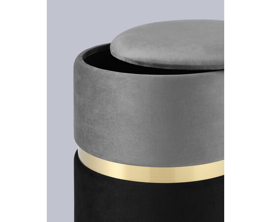 Пуф Кэрри с ящиком велюр серо-черный, изображение 18 | Интернет магазин мебели и декора LifeDekor