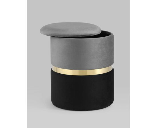 Пуф Кэрри с ящиком велюр серо-черный, изображение 17 | Интернет магазин мебели и декора LifeDekor