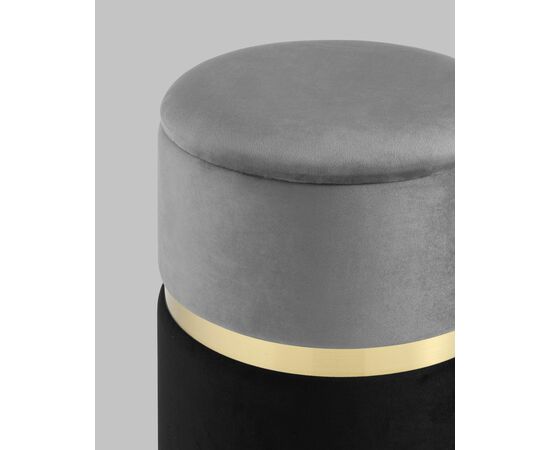 Пуф Кэрри с ящиком велюр серо-черный, изображение 19 | Интернет магазин мебели и декора LifeDekor