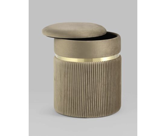 Пуф Миранда с ящиком велюр бежевый, изображение 3 | Интернет магазин мебели и декора LifeDekor