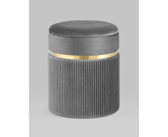 Пуф Миранда с ящиком велюр серый, изображение 2 | Интернет магазин мебели и декора LifeDekor