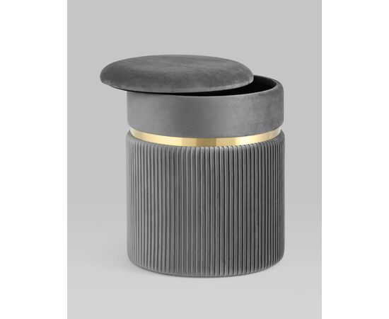 Пуф Миранда с ящиком велюр серый, изображение 3 | Интернет магазин мебели и декора LifeDekor