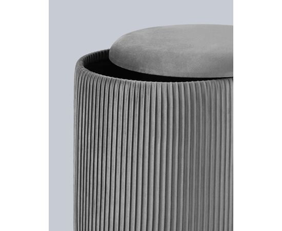 Пуф Шарлотта с ящиком велюр серый, изображение 4 | Интернет магазин мебели и декора LifeDekor