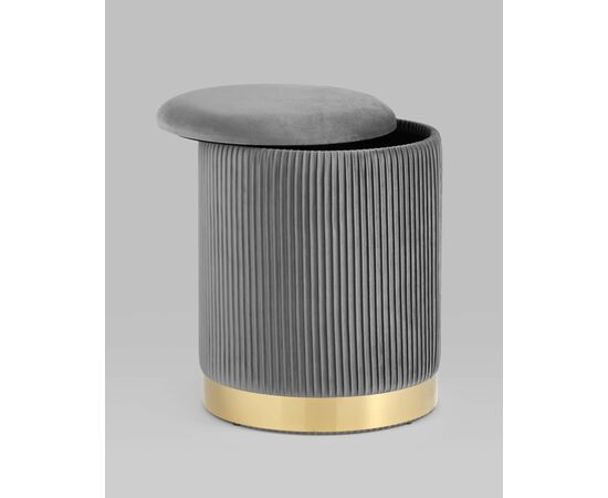 Пуф Шарлотта с ящиком велюр серый, изображение 3 | Интернет магазин мебели и декора LifeDekor