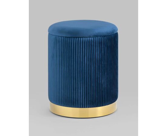 Пуф Шарлотта с ящиком велюр синий, изображение 2 | Интернет магазин мебели и декора LifeDekor
