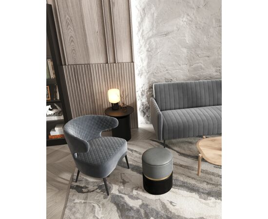 Пуф Кэрри с ящиком велюр серо-черный, изображение 16 | Интернет магазин мебели и декора LifeDekor