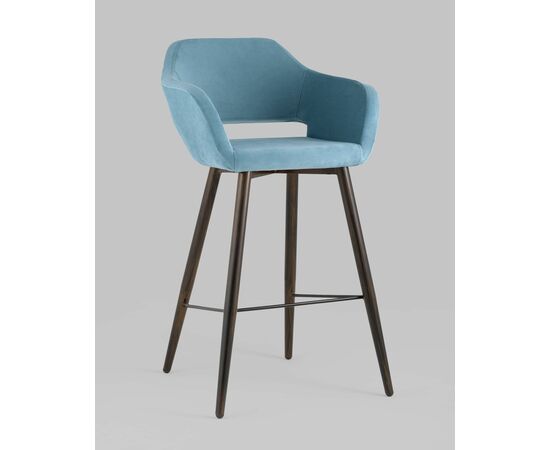 Стул барный Саймон велюр пыльно-голубой, изображение 2 | Интернет магазин мебели и декора LifeDekor