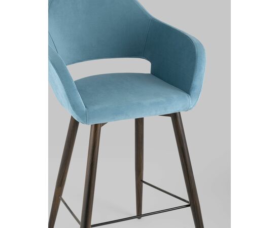 Стул барный Саймон велюр пыльно-голубой, изображение 8 | Интернет магазин мебели и декора LifeDekor