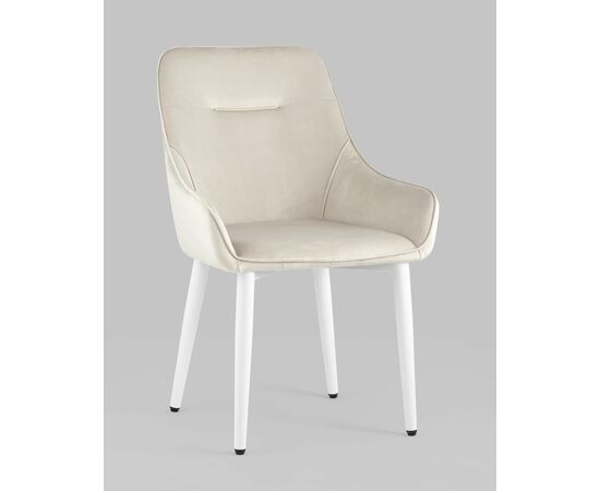 Стул Диана велюр кремовый ножки белые, изображение 2 | Интернет магазин мебели и декора LifeDekor