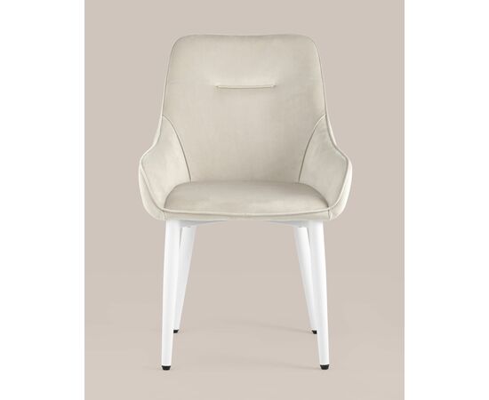 Стул Диана велюр кремовый ножки белые, изображение 6 | Интернет магазин мебели и декора LifeDekor